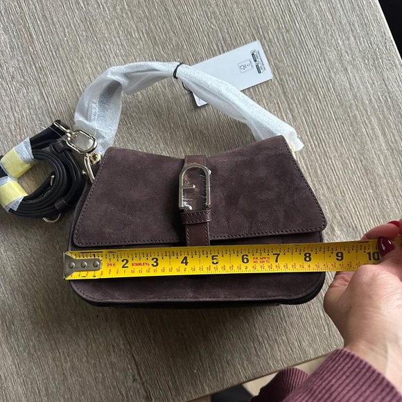 NWT FURLA Made in Italy Flow Tote Bag Crossbody Suede Brown Coach Tory Burch - Picture 9 of 11
